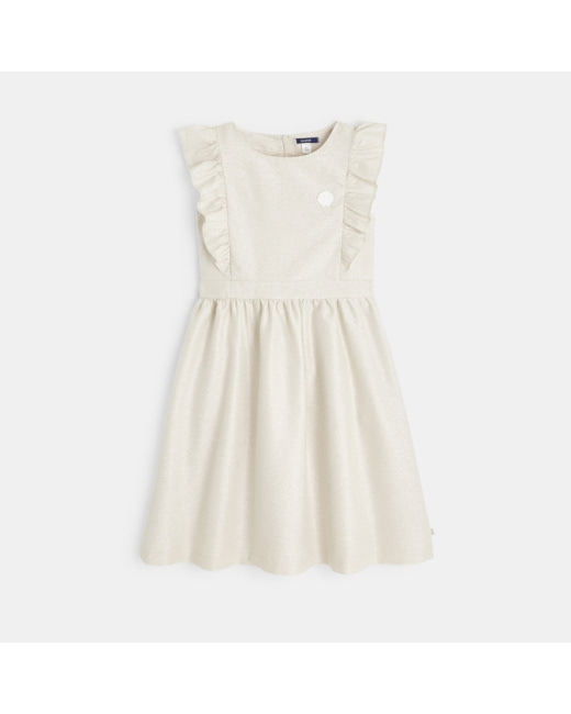 Robe pailletée à mancherons volants blanche fille
