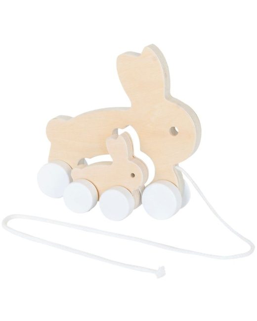 Lapin à tirer en bois