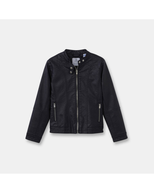 Blouson en faux cuir bleu fille