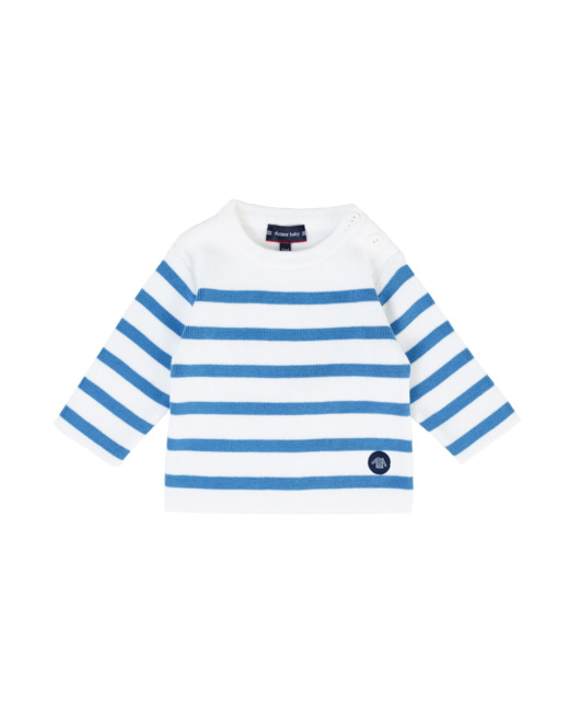 Pull marin rayé Baby - coton - Blanc/Blue