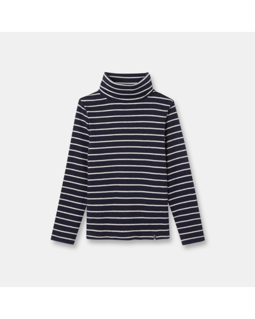 T-shirt col roulé rayé bleu garçon