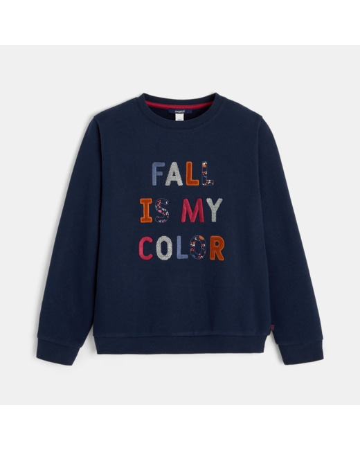 Sweat-shirt à message bleu fille