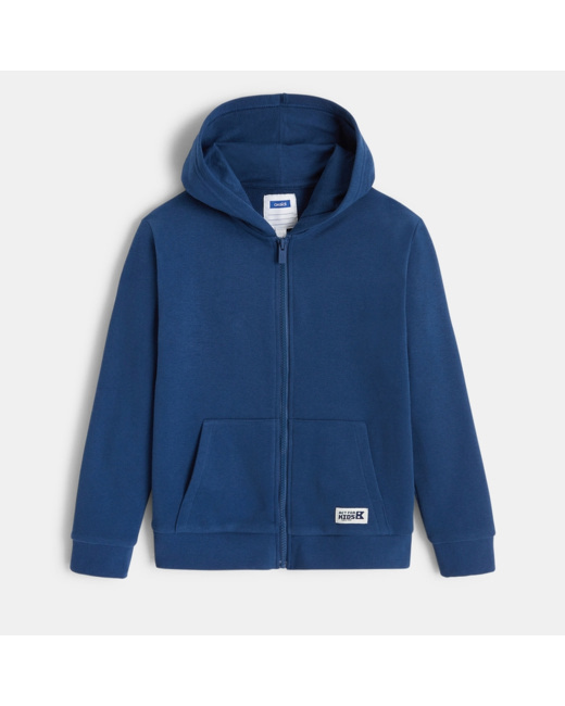 Sweat zippé à capuche bleu garçon