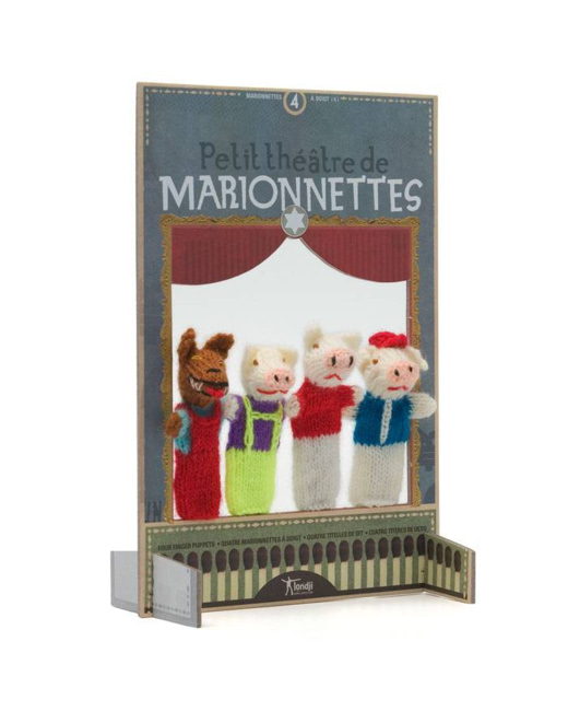 Théâtre et marionnettes laine 3 petits cochons