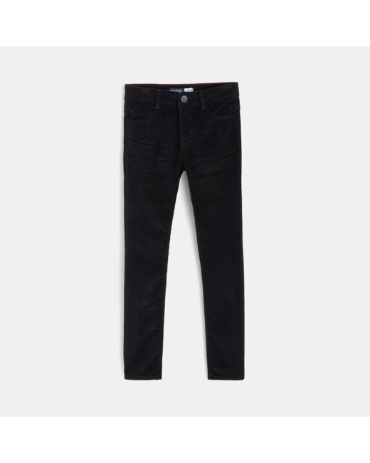 Pantalon slim en velours stretch noir garçon