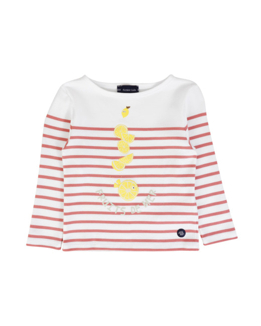 Marinière "fruits de mer" Kids - coton épais - Milk/Lantana