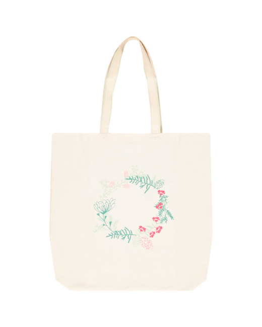 Tote bag en coton recyclé motif couronne de fleurs