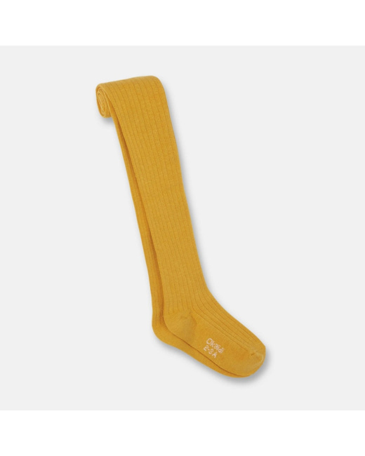 Collants en tricot côtelé jaunes fille