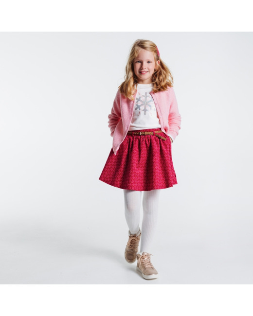 T-shirt coton bio sequins et broderies flocon blanc fille
