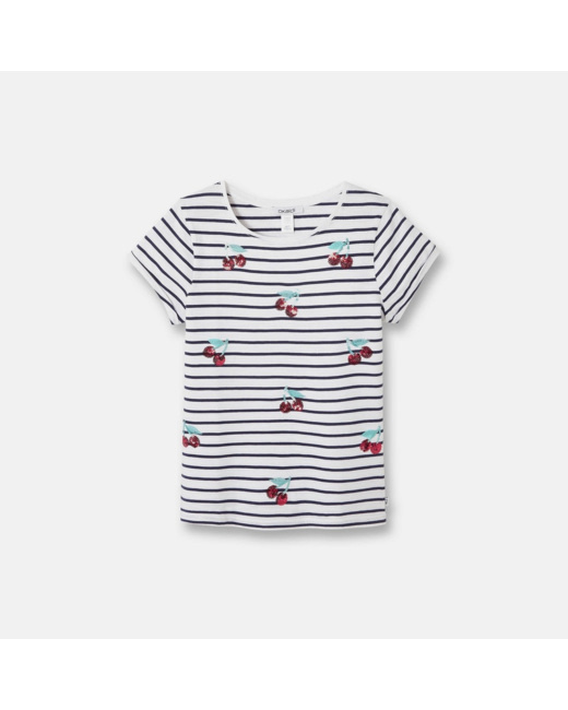 T-shirt rayé fantaisie bleu fille
