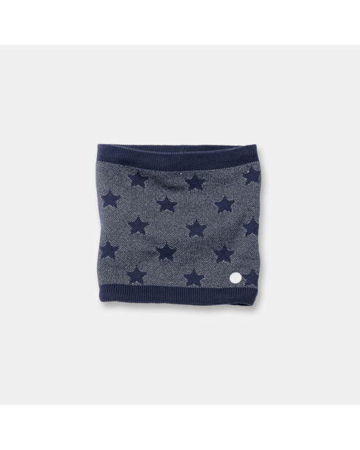 Snood doublé étoiles jacquard bleu fille