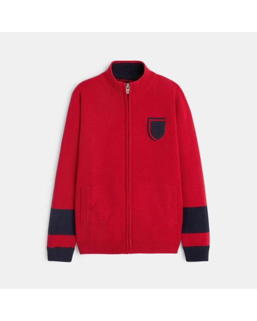 Gilet zippé à col montant rouge garçon