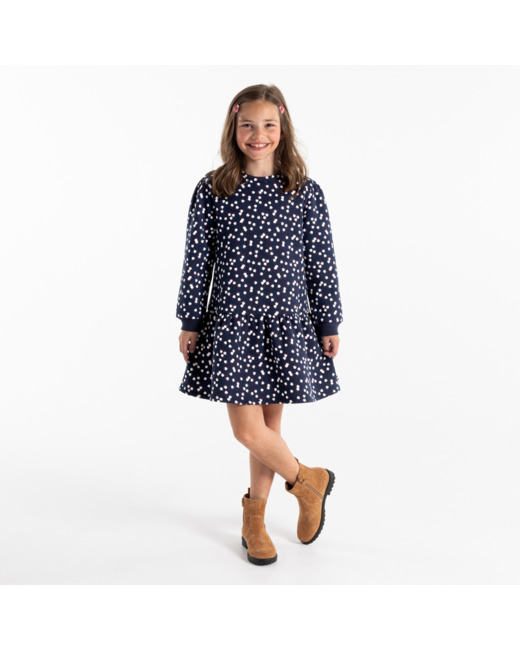 Robe imprimée en molleton bleue fille