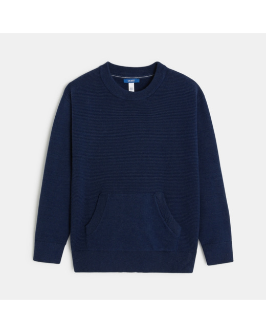 Pull à poche kangourou bleu garçon
