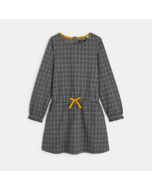 Robe à carreaux en jersey milano grise fille