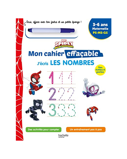 Disney - Spidey et ses amis extraordinaires - Mon cahier effaçable - J'écris les nombres