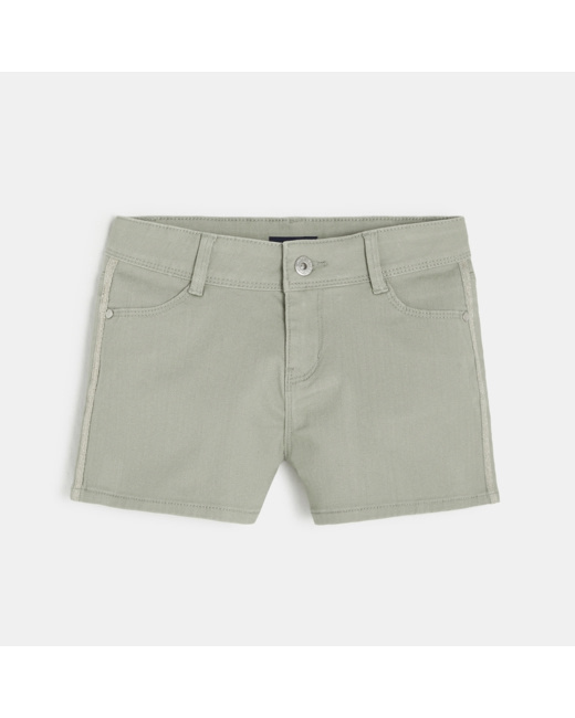 Short en toile vert fille