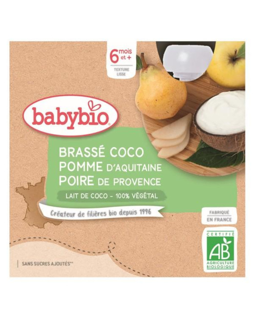 Gourdes Lactées Mes Brassés Lait de Coco Pomme Poire