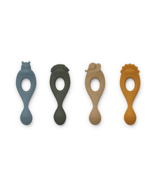 Lot de 4 cuillères en silicone Liva - Safari / Blue multi mix