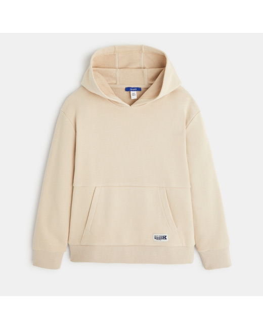 Sweat-shirt à capuche uni beige garçon