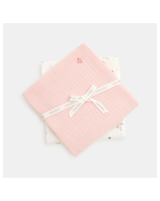 Langes en gaze de coton fleuri et uni (lot de 2)