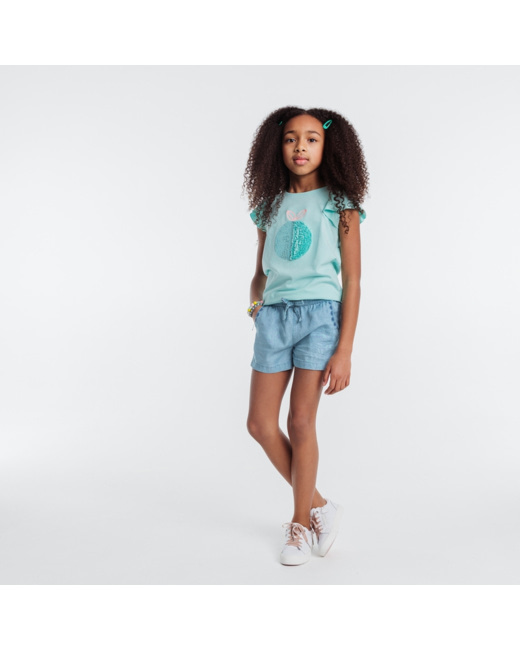 Short en lyocell bleu fille