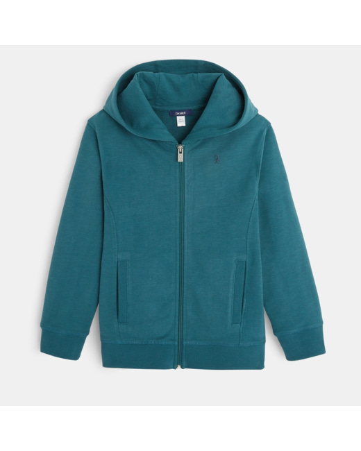 Sweat-shirt uni à capuche bleu garçon