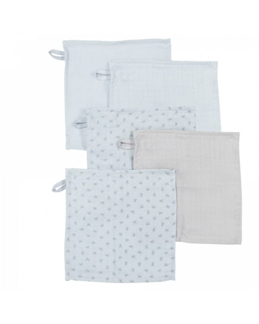 Lot de 5 gants de toilette coton bio