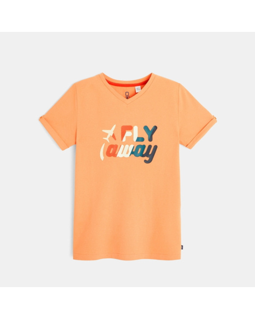 T-shirt manches courtes motif avion orange garçon