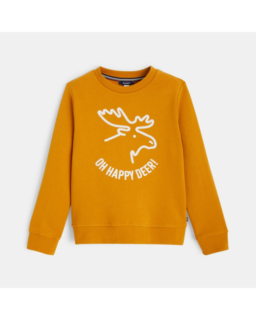 Sweat-shirt motif caribou jaune garçon