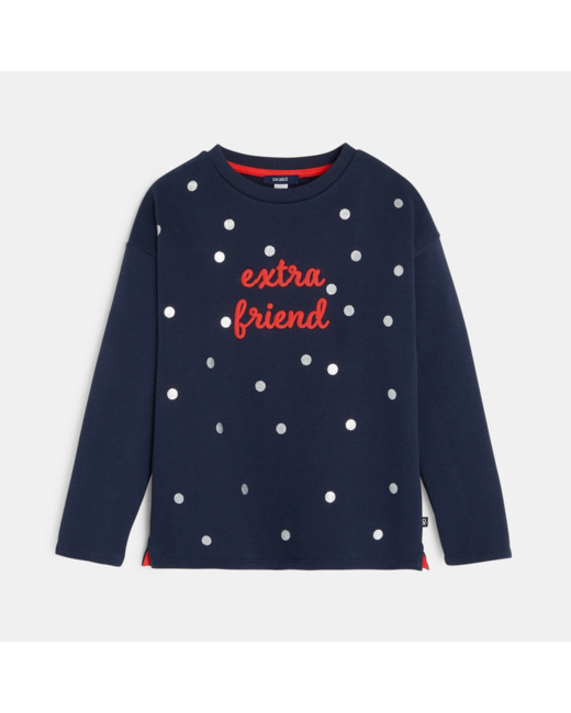 Sweat à pois bleu fille