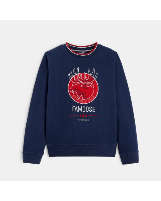 Sweat-shirt à motif brodé bleu garçon