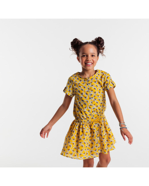 Robe boutonnée jaune fille