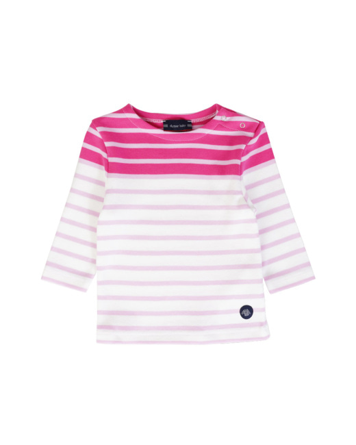 Marinière bicolore Baby - coton épais - Fucsia/Mauve Rose/Milk
