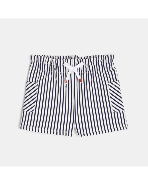 Short à rayures en molleton bleu fille