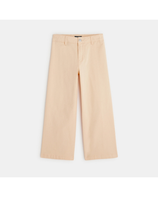 Pantalon large toile stretch orange fille