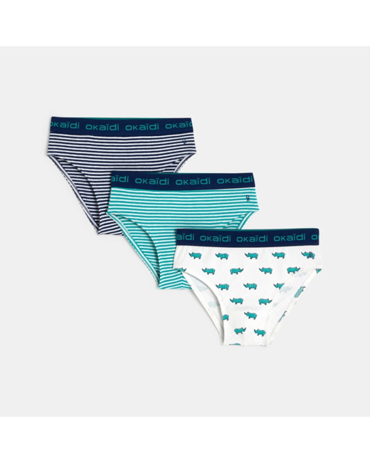 Slip fantaisie (lot de 3) vert garçon