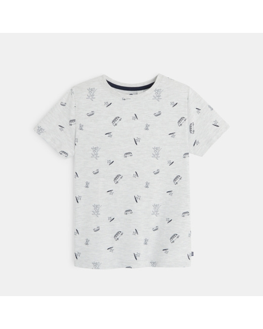 T-shirt manches courtes à petits motifs gris garçon