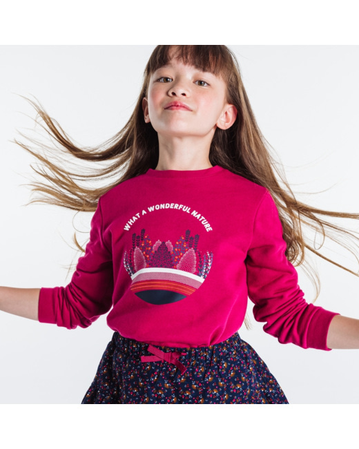 Sweat-shirt à message violet fille