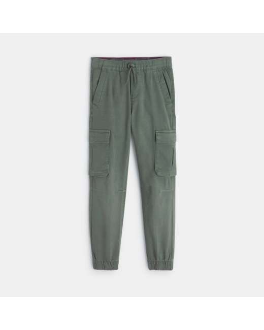 Pantalon cargo en toile vert garçon
