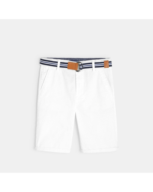 Bermuda stretch imprimé ceinturé blanc garçon