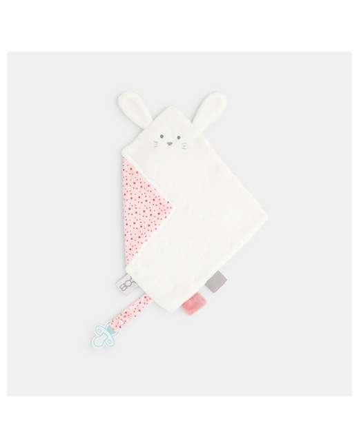 Doudou velours plat lapin rose