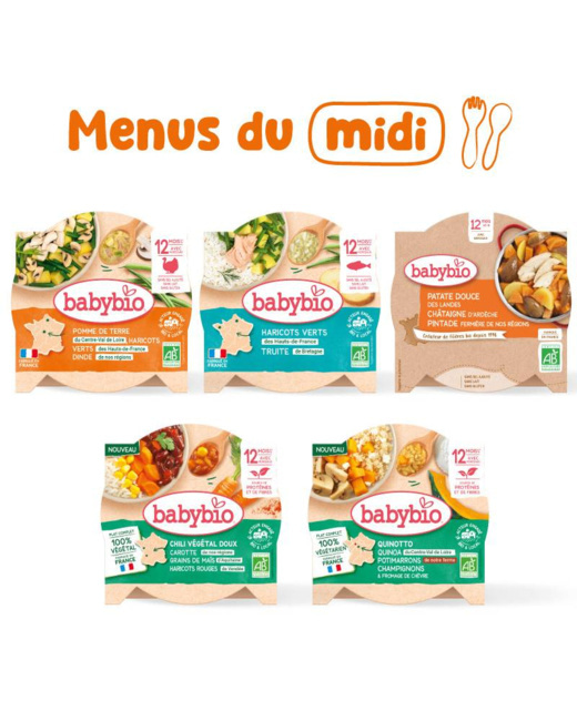 Pack repas bébé midi avec plat végétarien 12 mois