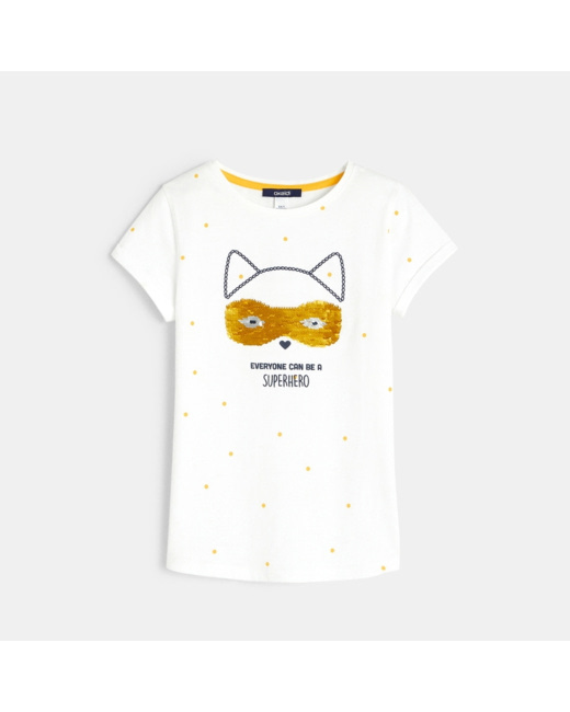 T-shirt à sequins magiques jaune fille