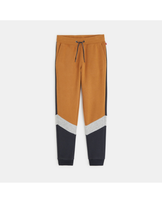 Jogging en molleton colorblock marron garçon