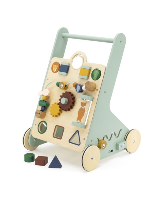 Chariot d'activité en bois à pousser animaux