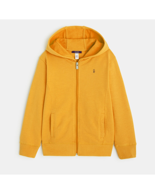 Sweat-shirt uni à capuche jaune garçon
