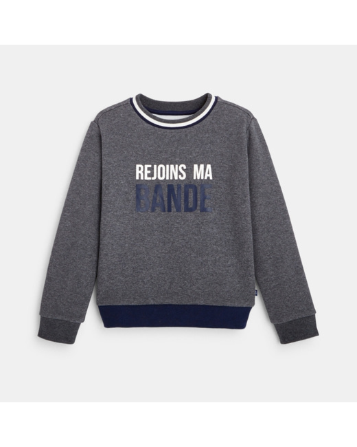 Sweat-shirt à message gris garçon