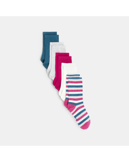 Chaussettes fantaisie pailletées (lot de 5) roses fille