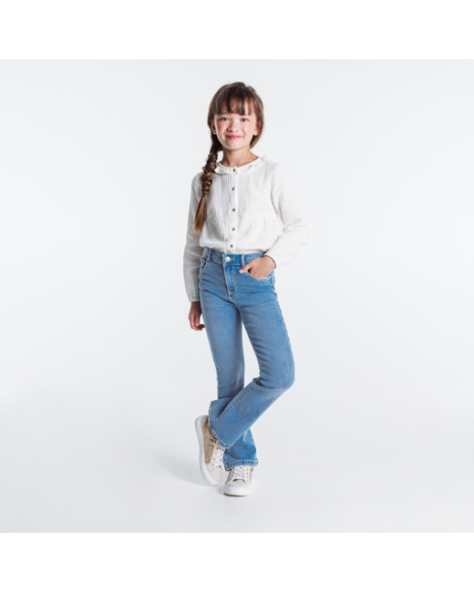 Jean bootcut délavé recyclé bleues fille
